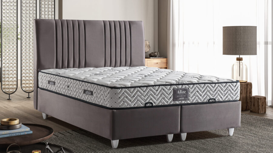 Alize Grau Bett Mit Matratze 140/160/180/200x200 cm SET