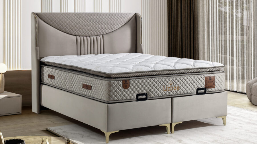 Lizbon Grau Bett Mit Matratze 160x200 cm SET