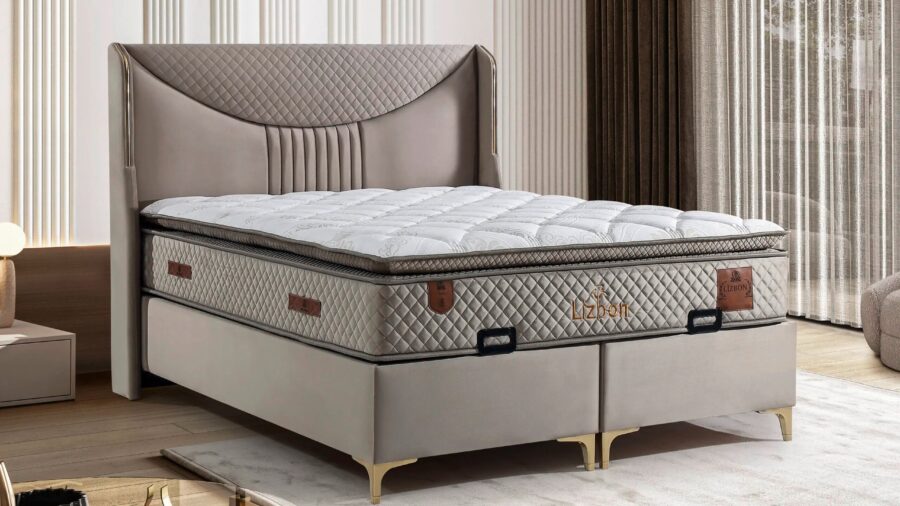 Lizbon Grau Bett Mit Matratze 140/160/180/200x200 cm SET