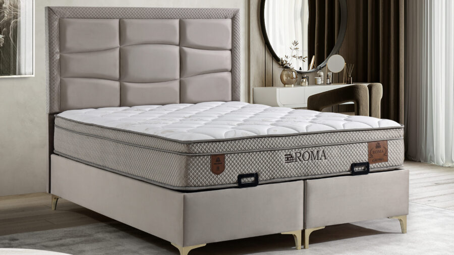 Roma Weiches Braun Bett Mit Matratze 160x200 cm SET