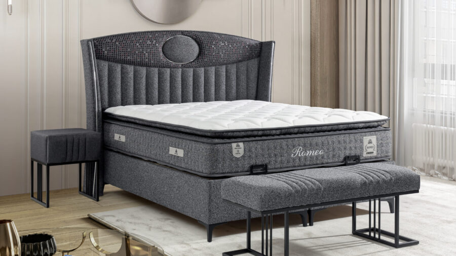 Romeo Anthrazit Bett Mit Matratze 140/160/180/200x200 cm SET