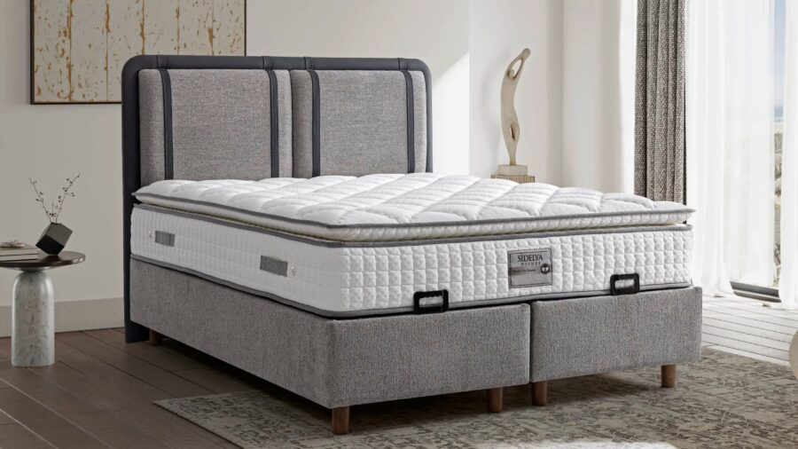 Sidelya Anthrazit Bett Mit Matratze 140/160/180/200x200 cm SET