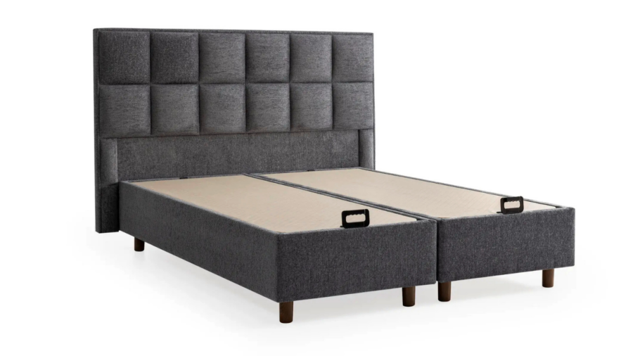 Atlas Anthrazit Bettkasten mit Kopfteil 140/160/180/200x200 cm