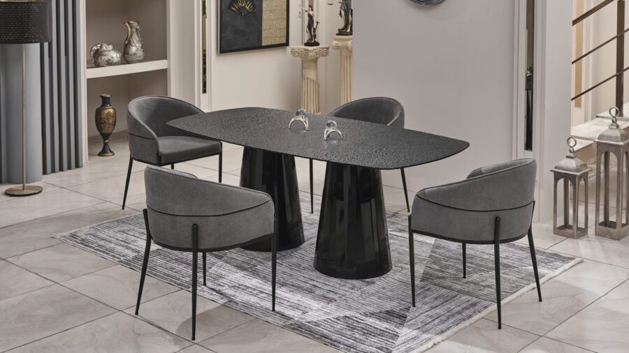 Esszimmer in Aktion 9 Antik Kristal Esstisch mit 4 Stühlen