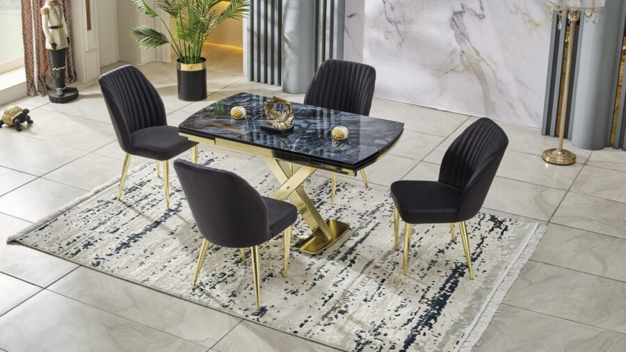 Doruk Esstisch mit 4 Stühlen