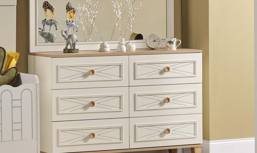 Atlas Babyzimmer 6-Laden Chiffonier+Spiegel